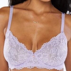 Savage X Fenty Rihanna Women's Floral Lace Unlined Bra Sheer Lavender 38C